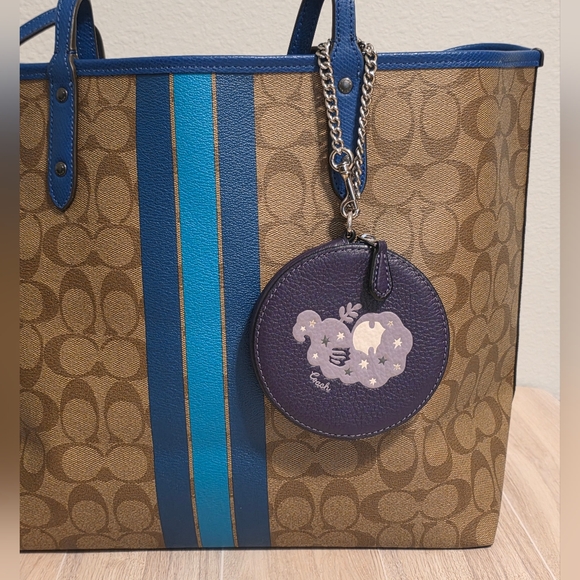 Coach Round Coin Case with Virgo Zodiac Sign Purple Silver Mermaid - Picture 14 of 14